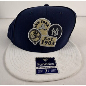 Yankees True Classic Flat Brim Fanatics Fitted Hat 7 1/4 Cooperstown Collection